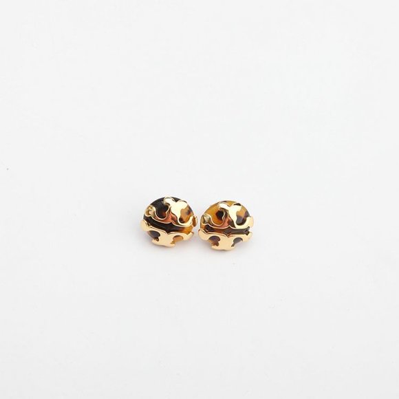 Tory Burch Gold/Tortoise Applied Logo Stud - Picture 5 of 14